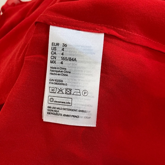 GIAMBATTISTA VALLI x H&M Red Silk Chiffon Ruffle Blouse Shirt Size 4 - Picture 15 of 15